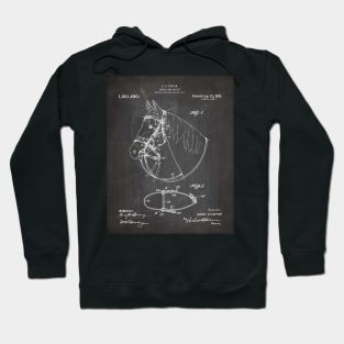 Horse Bridle Patent - Horse Lover Horse Stables Art - Black Chalkboard Hoodie